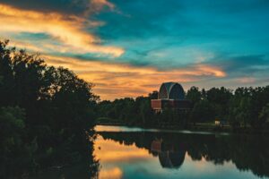 A scenic picture of Rochester university of the lake