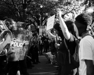 Black people protesting against the police