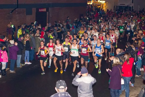 Group of runners on New Years Eve.