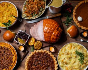 A plate of American Christmas Foods