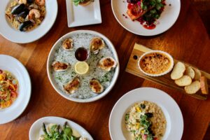 A array of different seafood dishes