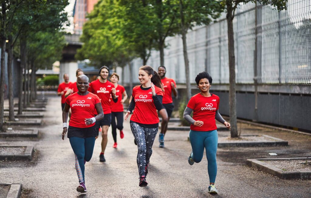 Group of people running.