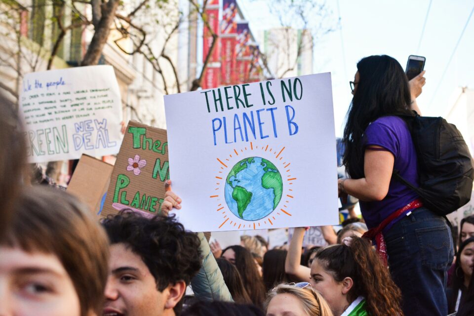 A group of people at a sustainability protest