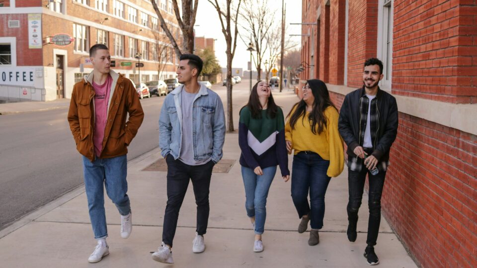 A group of students walking