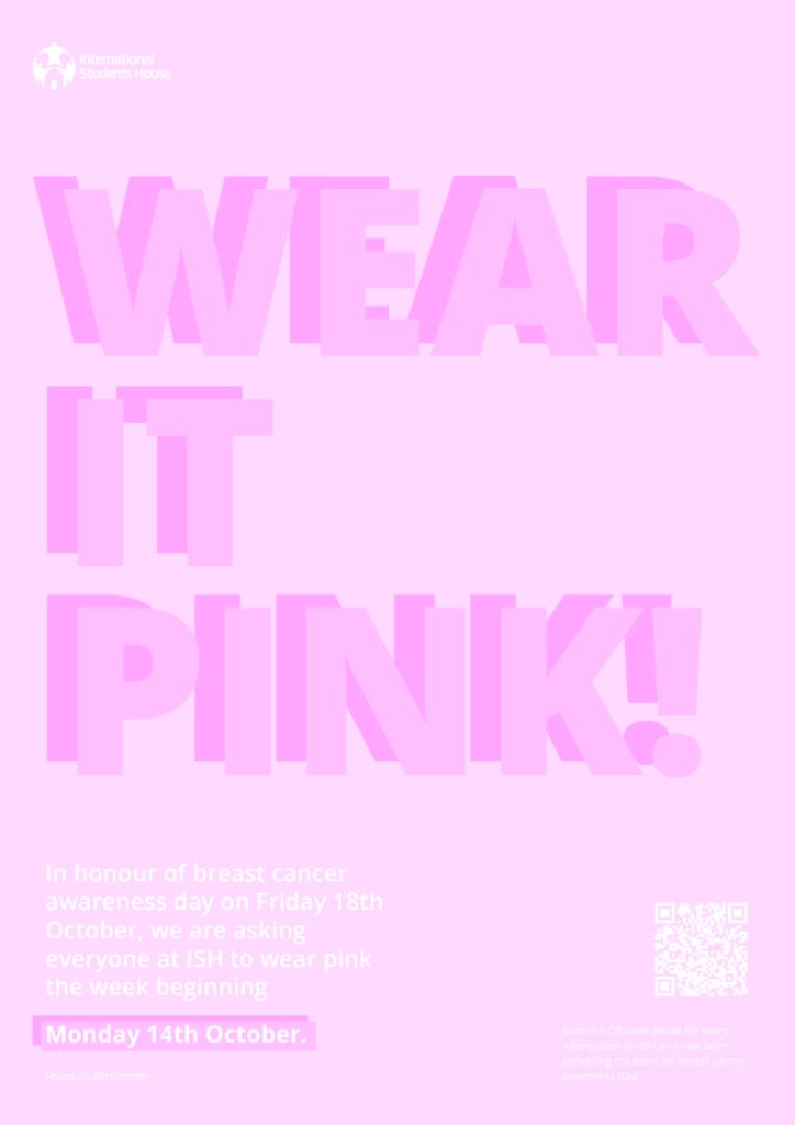 Pink poster supporting breast cancer