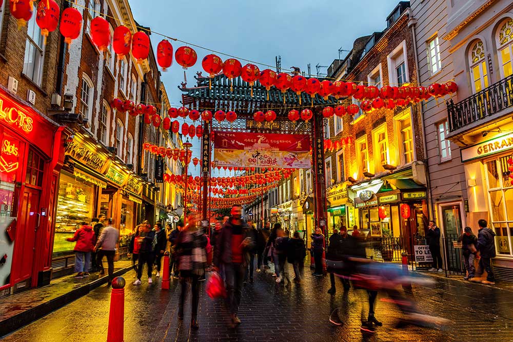 Chinatown London at night time