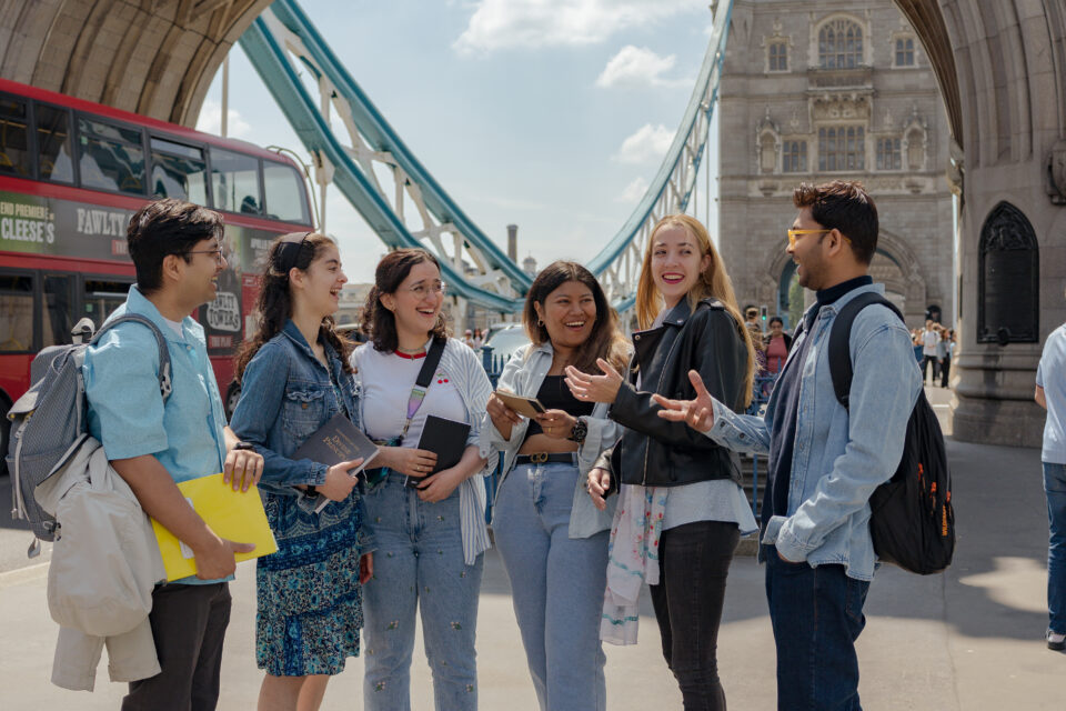 group of friends laughing in London